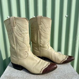Tony Lama vintage snake skin and leather boots sz 8.5